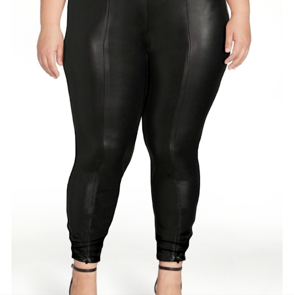 Sofia Jean's by Sofia Vergara women's Rosa zip Hem jeggings faux leather pants - Picture 2 of 3